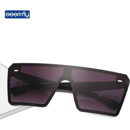 Seemfly 2021 Oversized Square Sunglasses Vintage Fashion Men Women Sunshades Colorful Ultraviolet-proof Clear Lens Sun Glasses