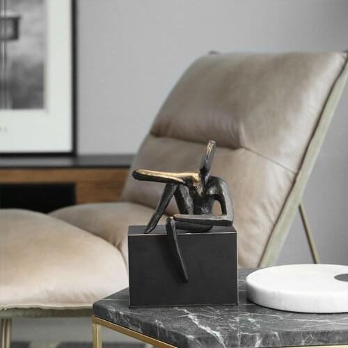 Modern Abstract Leg Up Character Figurines Metal Crafts Desktop Ornaments For Office Home Room New House Layout Decor Gifts