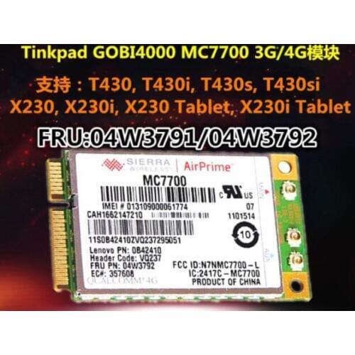 4G WLAN CARD for Sierra MC7700 GOBI4000 04W3791 04W3792 Mini PCI-e LTE GPS WLAN Card Thinkpad T430 T430S T430I X230
