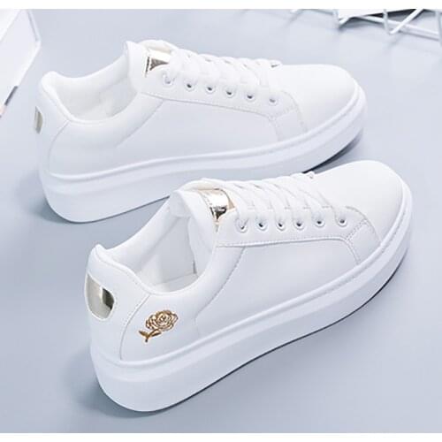 2021 New Spring Tenis Feminino Lace-up White Shoes Woman PU Leather Solid Color Female Shoes Casual Women Shoes Sneakers