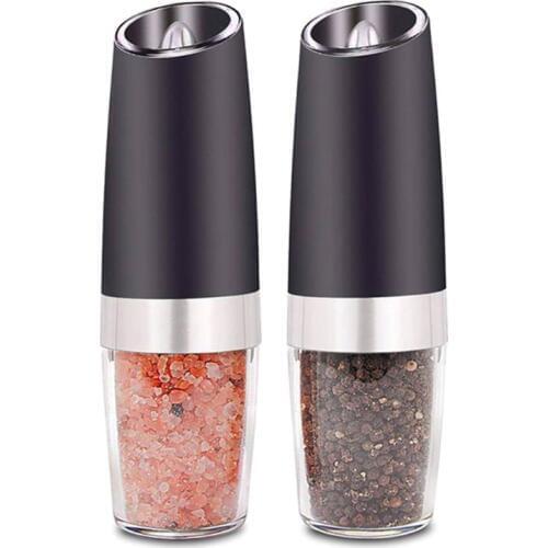 2pcs Electric Pepper Mill Grinder Salt Spice Power Shaker w/ LED Light Grinding Newest