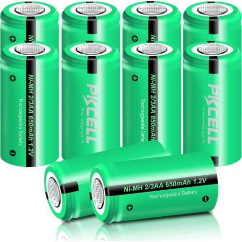 24PCS 1.2V 650mAh Rechargeable Battery 2/3AA Ni-MH Battery For Soldering Flat Top