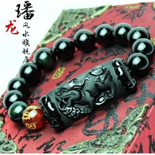 2018 Pulseira Feminina Men Bracelet Erkek Bileklik Natural Light Rainbow Obsidian Bracelet Brave Men And Gift Monkey Mascot