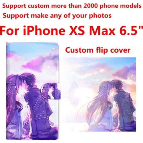 DIY Phone bag Personalized custom photo Picture PU leather case flip cover for iPhone XS Max 6.5"