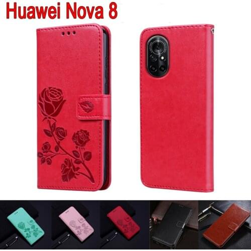 Etui Cover For Huawei Nova 8 Case Flip Leather Shell Book On For Huawei Nova8 Wallet Phone Protective Magnetic Card Case Funda