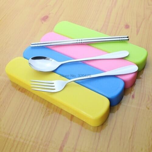 By dhl 200pcs Portable Travel Kids Adult Cutlery Travel Fork Tableware Dinnerware Sets Camping Picnic Set Gift For Child