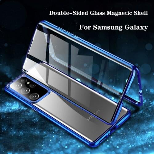 Double Sided Magnetic Metal Case For Samsung Galaxy S30 S20 S21 S10 S9 S8 Plus Note 20 UItra 10 Pro 8 9 A51 A71 A50 Glass cover