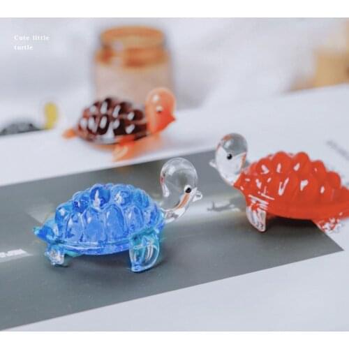 Turtle Ornament Multi-color Exquisite Workmanship Easy to Storage Glass Flower Small Turtle Ornament Desktop Decor Dropshipping