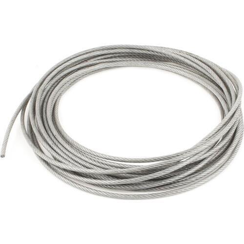 5mm Dia Steel PVC Coated, Flexible Wire Rope Cable 10 Meters Transparent + Silver