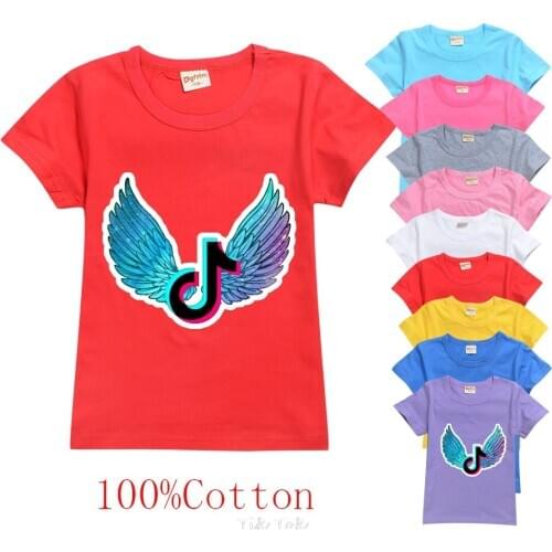Summer Boys Cute Pure Color T shirt Kid Children Tik Tok Print Summer Tops Tee T-shirt Baby Casual Home Wear Clothes