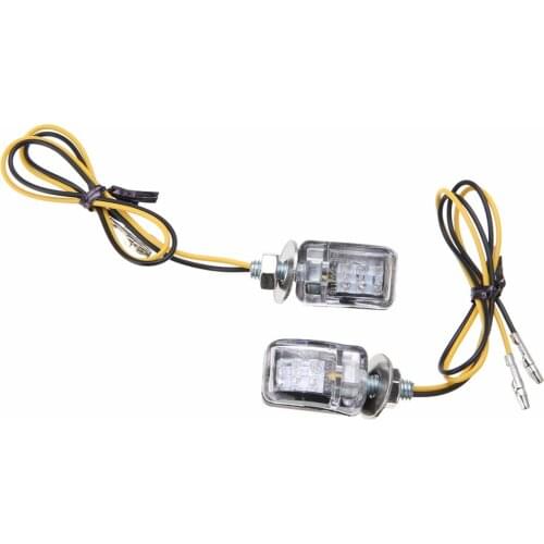 Mayitr 2pcs 6LED Motorcycle Mini Turn Signal Light Blinker Indicator Lamp Amber 2 wire Black Shell Integrated Clear Lens