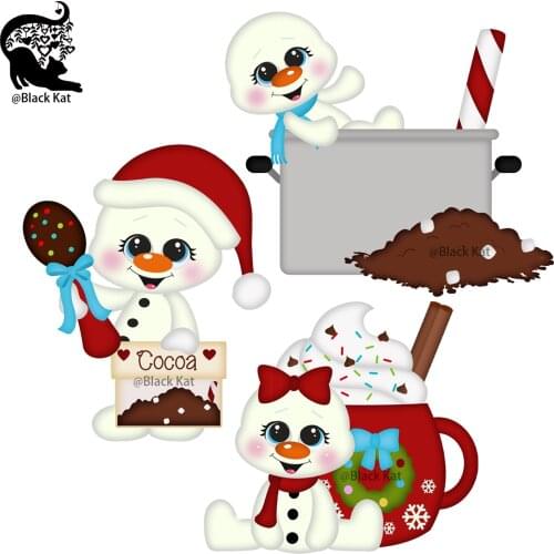 Christmas Snowman Cooking Cream Chocolate Cutting Dies Soup Cocoa Cookie Metal Stencil For DIY Scrapbooking Gift Card Craft