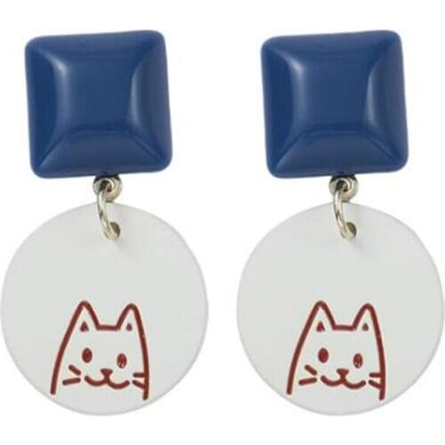 Sweet Cute Cat Girl Earrings Temperament Womens Party Acrylic Earrings Animal Female Drop Ear Jewelry