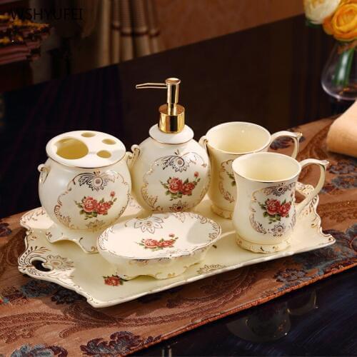 European noble bathroom bathroom accessories set washing tools mouthwash cup soap toothbrush holder household items