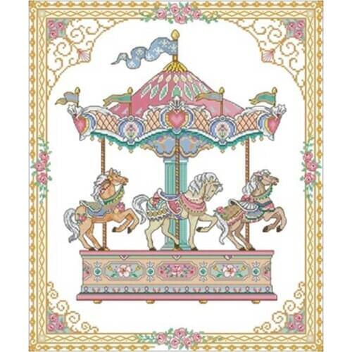 Carousel patterns Counted Cross Stitch 11CT 14CT 18CT DIY wholesale Chinese Cross Stitch Kits Embroidery Needlework Sets
