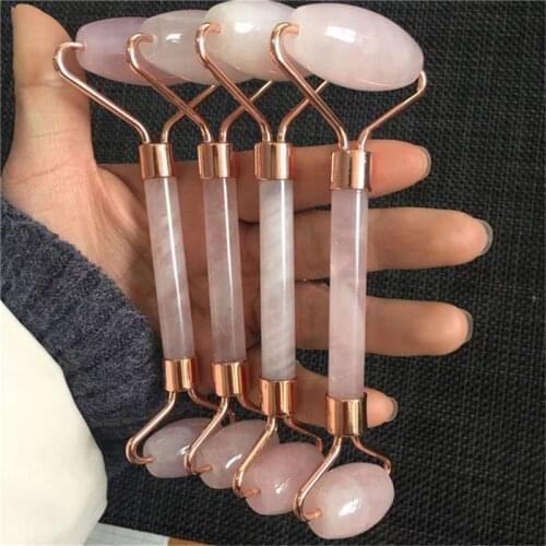 Naturally polished rose quartz roller massage tool crystals healing stones for gift