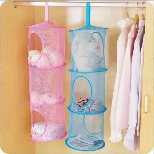 New breathable hanging bag cabinet storage hanging baskets Net hanging cage folding three underwear drying basket