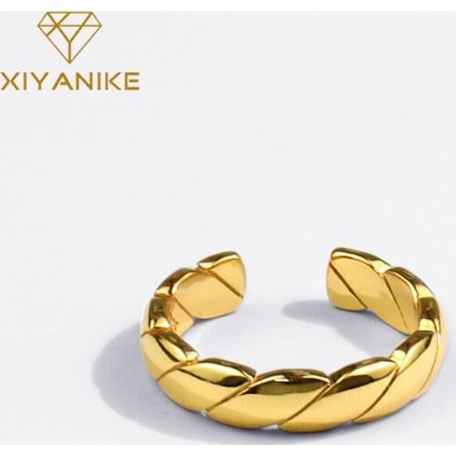 XIYANIKE 925 Sterling Silver New Retro Twist Ring Female Simple Open Adjustable Prevent Allergy Handmade Decoration Accessories