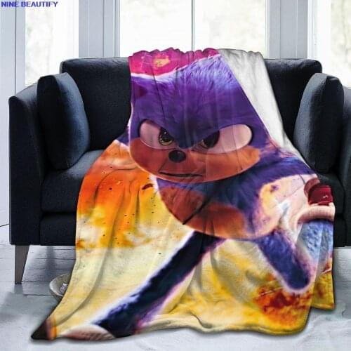 New Sonic Ultra Soft Blanket Sublimation Cartoon Covered Blanket Bedding Flannel for Children and Adult Bedrooms Decor 01