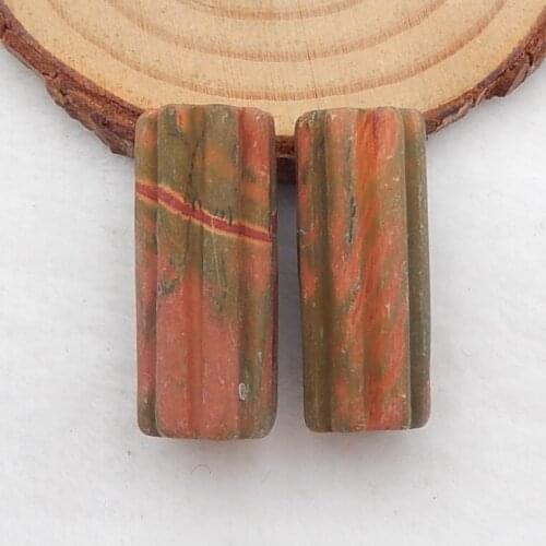 New Arrival Multi-Color Picasso Jasper Carved Cylindrical Drilled vertically Earring Beads 30x12mm，16.1g