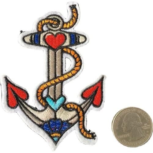 New Love Anchor Embroidery Patch Iron on Patches for Clothing Embroidered Applique Fabric Sticker Badge DIY Apparel Parches