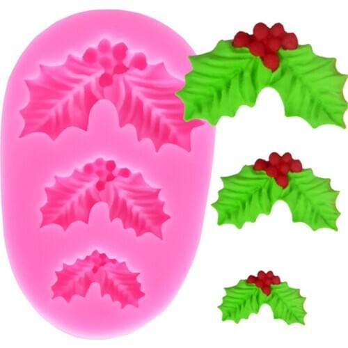 New Fondant Cake Silicone Mold Christmas Leaves For Reverse Forming Chocolate Kitchen Decoration Tools Cake Mould