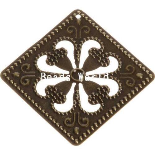 Wholesale Best Quality 30 Pcs Bronze Tone Filigree Square Connector Embellishments Jewelry Findings 46mm(W04915)