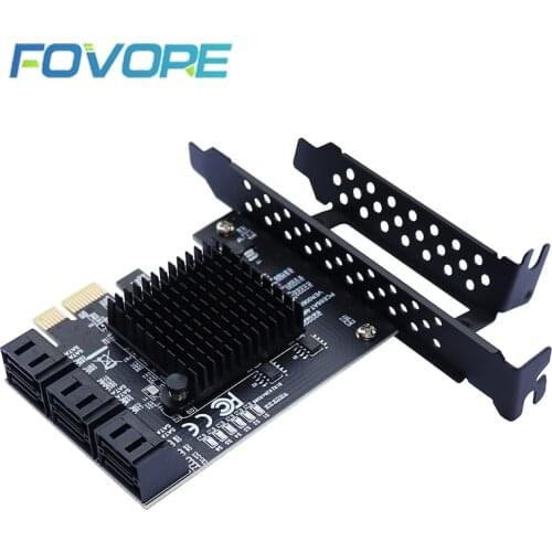 6Gbps SATA 3.0 to PCI-E Controller Card 6 Ports SATAIII PCIe Expansion Card PCI Express Adapter Converter Marvell 88SE9215 chip