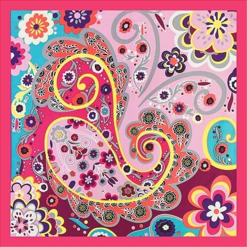 Luxury Clan cashew Square Silk Scarf Head Neck Foulard Femme Bandana Print Fashion Womens Hair Tie Band Wrap Handkerchief Sjaal