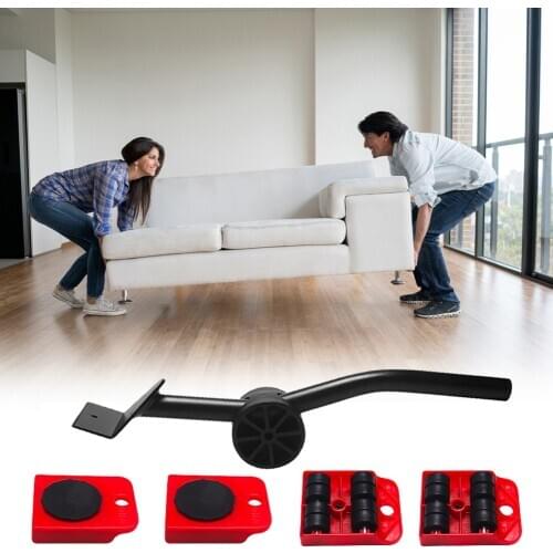 Furniture Transport Lifter Mover Heavy Stuffs Moving Bar Handling Tool Set with A Load of 150KG Easily Move Furniture