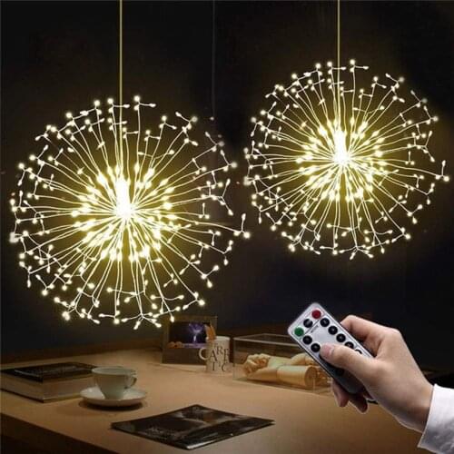 Christmas Lights 180/120 LED Fireworks Lamp Explosion String Light Waterproof Copper Wire Lamp With Remote Home Decoration Lamp