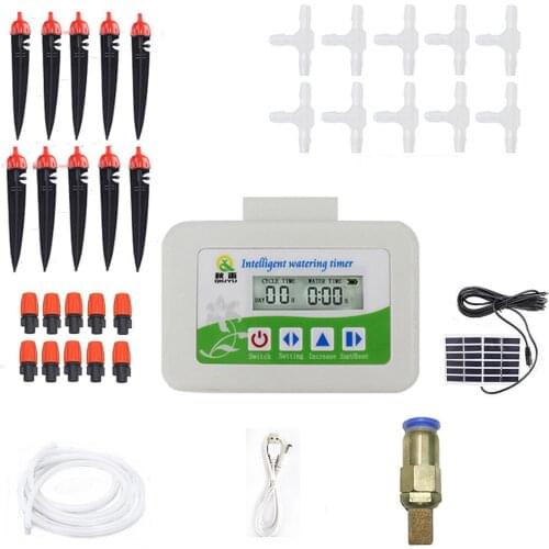 Automatic Drip Irrigation System, Solar Powered Timer - Adjustable Kit With Watering Nozzle, For Indoor And Garden Plants