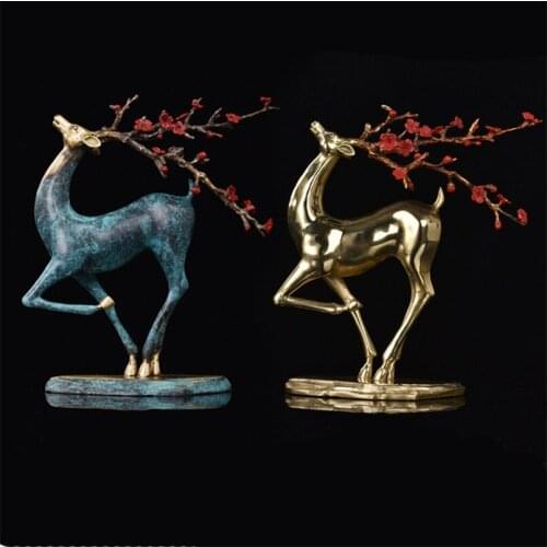 China-Style Vintage Sculpture Statue Resin Modern Art Decorative Statues Creative Home Decoration Figure Sika Deer Statue Crafts
