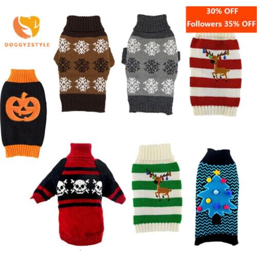 Knitting Crochet Turtleneck Dog Sweater Clothes for Dachshunds Warm Winter Warm Pullover for Small Dogs Christmas Cat Sweater