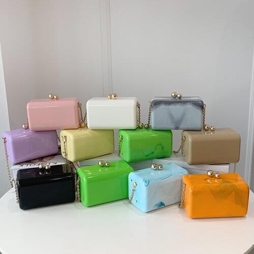 Womens Acrylic Clutch Purses And Handbag Candy Color Wedding Party Evening Bag Luxury Small Chain Shoulder Bag Sac A Main X611H