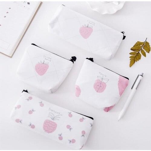 1 PC Canvas School Pencil Case Kawaii Fruit Fabric Pencil Bag Box Pouch Cases For Pens Kids Gift Stationary Supplies 04929