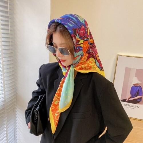 2021 new spring women scarf quality shawl silk fashion scarf headscarf beach sunscreen bag headscarf scarf 90cm*90cm