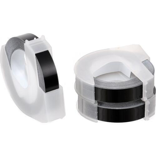 3 Roll/Set 3D Embossing Tape Labels Black Label Tape Fits for DYMO Manual Label Printers 9mm Wide 3 Meters Long