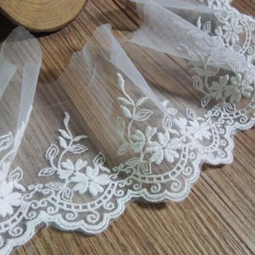 5 yard Gauze Embroidery Lace Lace Wedding Dress Clothing Decorative Curtain Material DIY Wide 8cm OK889