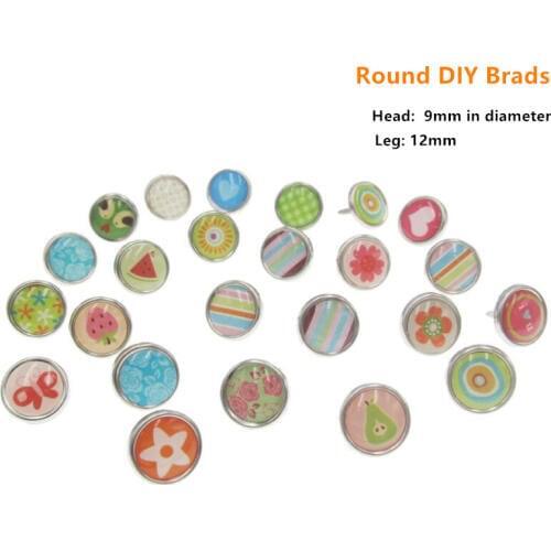 30pcs/set Mixed Designs Round Head DIY Epoxy Brads for Scrapbooking Embellishment Fastener Metal Brads DIY Crafts Decoration