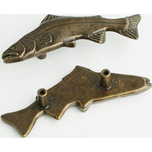 50MM Retro style Cartoon Fish kitchen cabinet cupboard door pull , antique bronze drawer cabinet knob handle