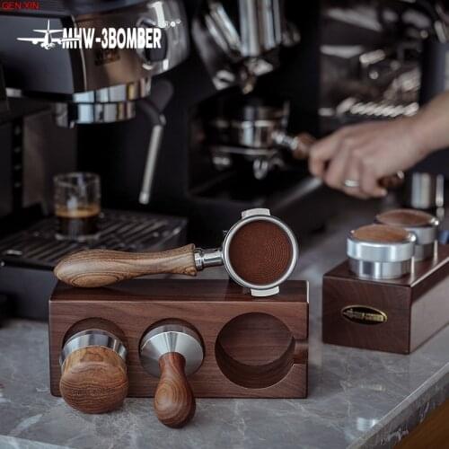 51mm 58mm Tool Solid Wood Barite Accessories Reusable Coffee Latte Breville Lamarzocco MHW-3BOMBER Portaffiter Tamper Holder