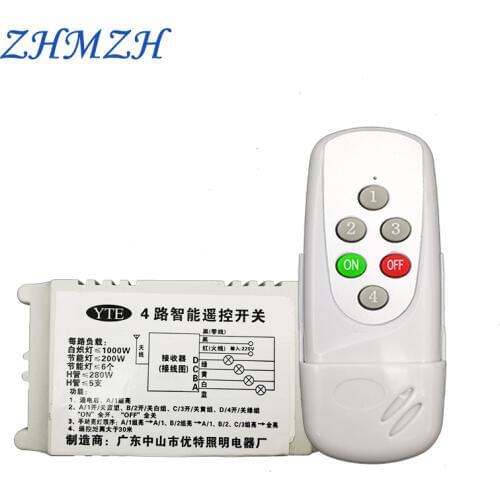 AC200V-240V Multifunction Digital Lamps Wireless Remote Control Switch 4 Way 5 Sections Receiver Transmitter For Ceiling Light