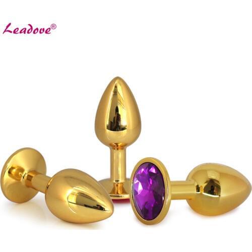 50pcs/lot Medium Size New Gold Stainless Steel Butt Anal Plug Sex Game Toys Plug Enticing Jewelry Metal Plug Sex Product GS0304