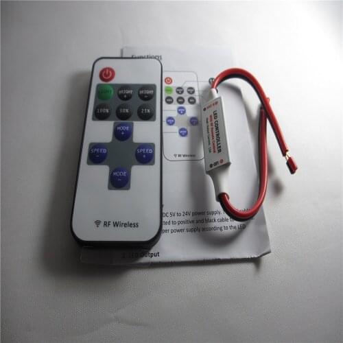 Fast shipping 50pcs Led Controller 11key wireless DC5-24V mini dimmer RF remote control for 5050 3528 single color led strip