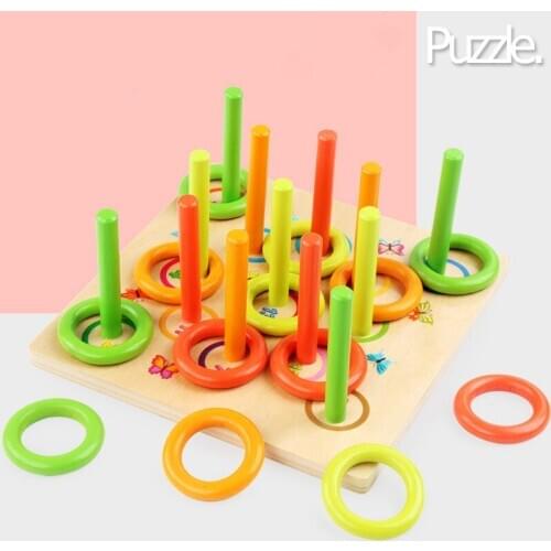 Wooden Block Circle Game Childrens Early Education Educational Puzzle Toy Circle Development Intelligence Montessori Education