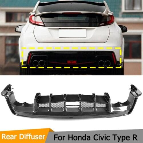 Rear Bumper Lip Diffuser for Honda Civic 2017 2018 Type R Hatchback 4-Door Carbon Fiber Rear Bumper Apron Splitter Car Protector