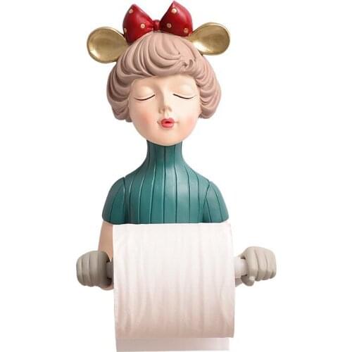 Home Decor Holder Bathroom Storage Rack Lovely Girl Paper Dispenser Wall Mounted Tissue Holder Bathroom Toilet Paper Holder