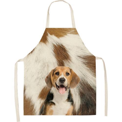 Cute Dogs Aprons Cartoon Dogs Printed Kitchen Aprons for Women Household Cleaning Accessories Cotton Linen Cooking Apron