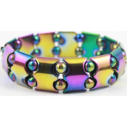 Hot sale rainbow color hematite wave shape beads bracelet anklet weight loss jewelry HB1020